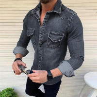 Camisa informal de mezclilla de manga larga para hombre - details 4