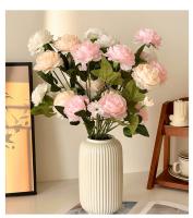 2 uds realista 3 cabezas flor de peonía Artificial 64CM DIY peonía flor simulada flores artificiales de seda para decoración de boda en casa - details 10