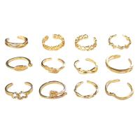 Anillos de dedo descalzos abiertos geométricos para mujer, joyería de moda para pie, pierna, playa, corazón, pluma, 12 unidades por juego - details 0