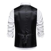 Recién llegado, chaleco Retro de Tweed para hombre, vestido a rayas a la moda, chaleco para traje, chaleco informal Vintage para caballero, accesorios de cadena - details 6