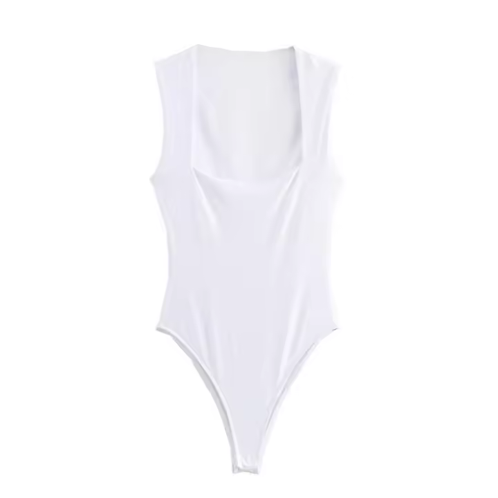 Moda mujer Mono Chic verano blanco s Sexy cuello cuadrado sin mangas - 1