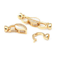 2 juegos de conectores de latón y circonita y concha de Color dorado de 18K para collares, cierres de pulsera, suministros para fabricación de joyas, accesorios Diy - details 4