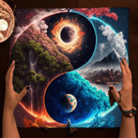 Mantel de Mesita de Tarot Tapiz de Paisaje de Cascada Lunar Planetas Decoración de Pared para Cocina y Comedor - details 1