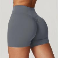 Pantalones cortos de gimnasio para mujer, pantalones cortos de Yoga lisos, mallas cortas cruzadas para Fitness, pantalones cortos para correr de cintura alta, ropa corta de entrenamiento elástica - details 20