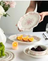 Platos de cerámica de estilo francés, color rosa, Vintage, para el hogar, galletas, pan, vajilla de postre para restaurante de alta calidad - details 6