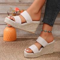Sandalias de cuña de lujo para mujer, calzado de verano con punta abierta, zapatos de plataforma cómodos, tacones altos, talla 43 - details 2