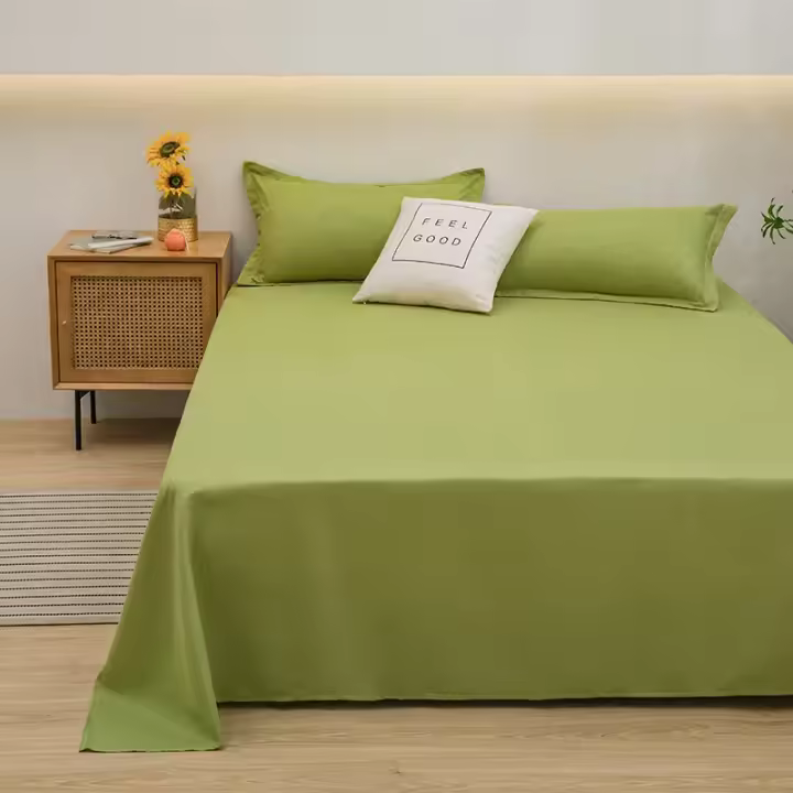 Sábana de Algodón Aloe Puro de Color Sencillo Pieza Única para Cama Doble - 1