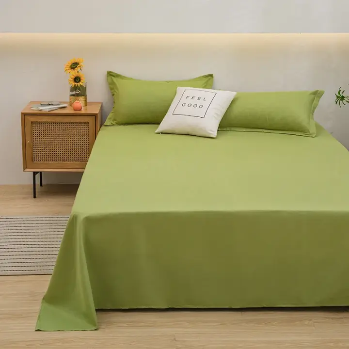 Sábana de Algodón Aloe Puro de Color Sencillo Pieza Única para Cama Doble - 1