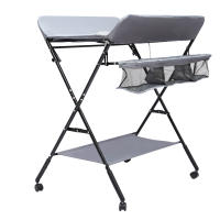 Cambiador plegable y portátil, con cesta de almacenamiento lateral, equipado con ruedas, antideslizantes para bebés hasta - details 6