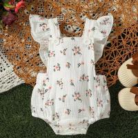 Ropa linda de verano para bebé y niña, mono floral con mangas con volantes, conjunto de mameluco (sin diadema) - details 0