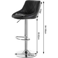Taburete de Bar con Resalto Juego de 2, Ajuste de Altura Continuo, Acero Cromado, Antideslizante, Cuero Sintético Fácil de Cuidado, Almohadilla Bien Acolchada Blanco - details 9