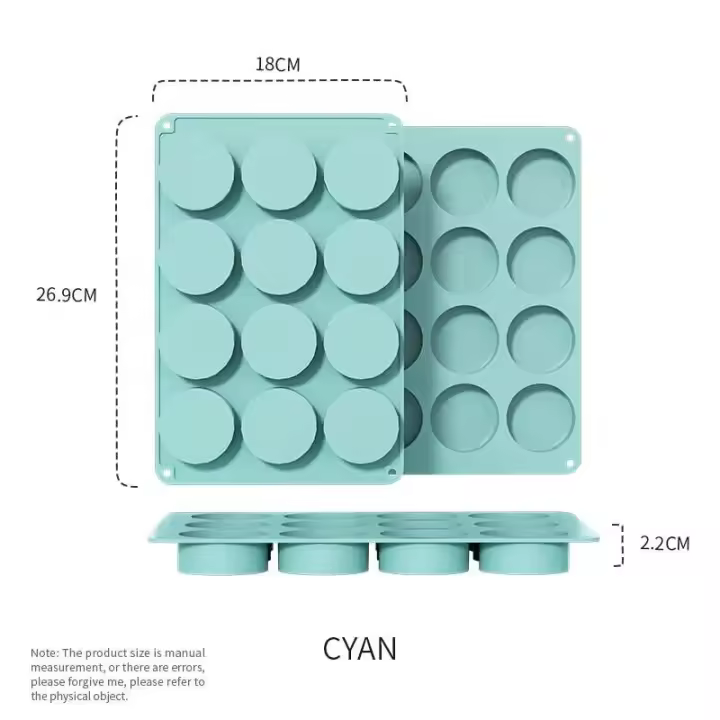 Molde de galleta Oreo de silicona circular antiadherente de 12 cavidades para mini pasteles de caramelo de chocolate y cubos de gelatina - 1