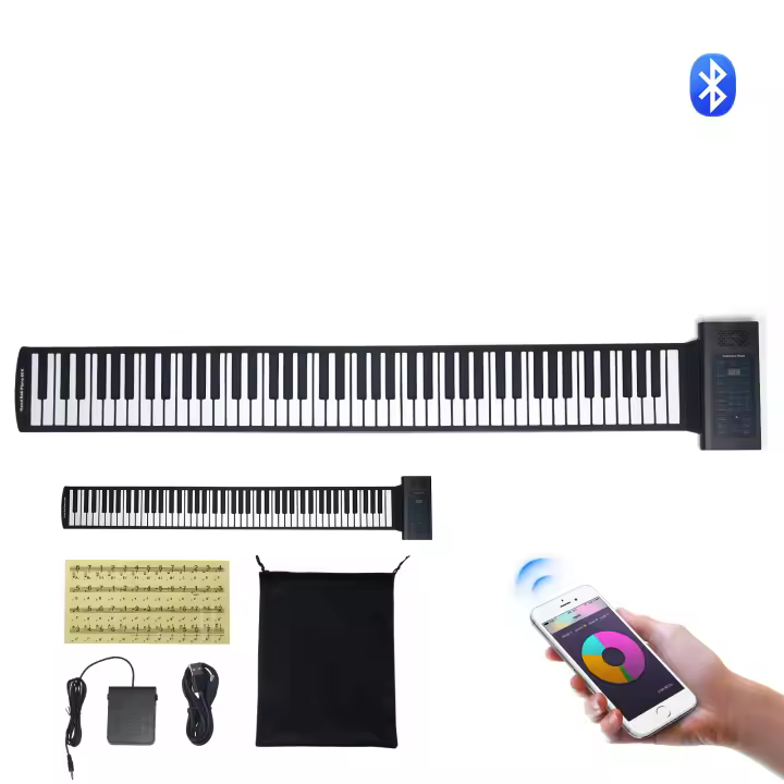 SucceBuy Piano enrollable de 88 teclas: 128 ritmos, 128 tonos, recargable, LED, 5 puertos, para todas las edades - 1