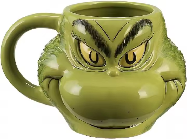 Taza de cerámica esculpida Qiqu Cup Grinch Big Belly Cup - 1