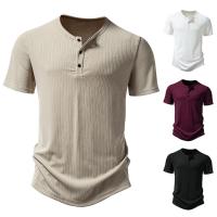 Camiseta de manga corta para hombre, camisa de Color sólido, tres botones, antitira, Henry, novedad de verano - details 1