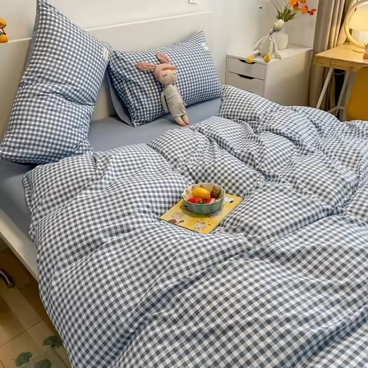Juego de Ropa de Cama Nórdica 2 Dormitorios, Sábana, Edredón, Colcha 220x240, Fundas para Hogar de 90 a Cuadros - 1