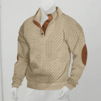 New Autumn/Winter Men's Outdoor Leisure Button Stand up Neck Spliced Loose Colored Sports Sweater Trend Men's Sweater Tops - details 10