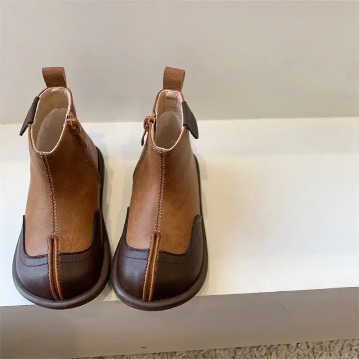 Botas de compañero de clase falsas vintage con punta dividida, botines de bebé - 1