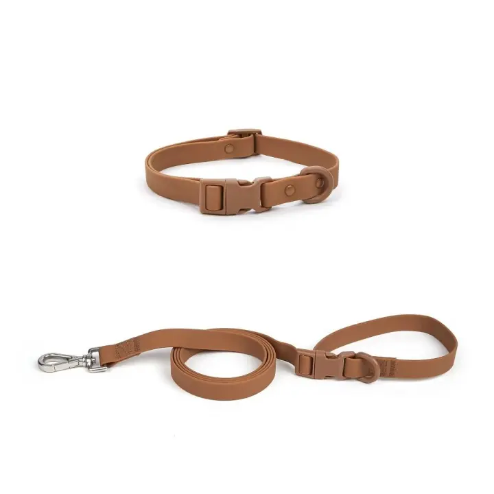 Conjunto de correa de Collar ajustable para perro, correas elásticas de PVC impermeables, Combo de collares para mascotas, hebilla de liberación rápida, correas suaves lavables para perros - 1