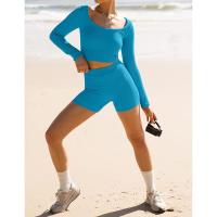 BUNO-Conjunto de ropa de estar por casa para mujer, tops ajustados de manga larga y pantalones cortos de motorista, 2 piezas, verano, 2025 - details 72