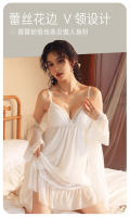 Sexy hilo de malla nuevo camisón para el hogar Conjunto de tirantes franceses pijamas con pechos pequeños y almohadillas grandes para el pecho - details 13