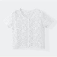 Conjunto de camisa de punto con cuello redondo para mujer, traje elegante de ganchillo con agujeros, pantalones cortos de cintura alta, trajes de vacaciones para mujer, verano - details 3