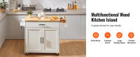 SucceBuy Carro de isla de cocina de 35.4" de ancho, tablero de madera maciza, mesa de almacenamiento móvil con gabinete, especiero, toallero, hoja abatible, cajón, isla rodante portátil con ruedas, blanco - details 5