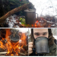 Taza de Agua Plegable de Titanio Ligero 750ml con Tapa y Mango para Camping al Aire Libre Taza de Cocina Vajilla de Acero Inoxidable - details 14