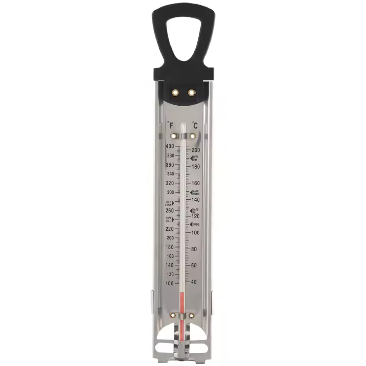 Termómetro de acero inoxidable para freír dulces, gelatina, con accesorio de Clip para olla y guía de temperatura de referencia rápida - 1