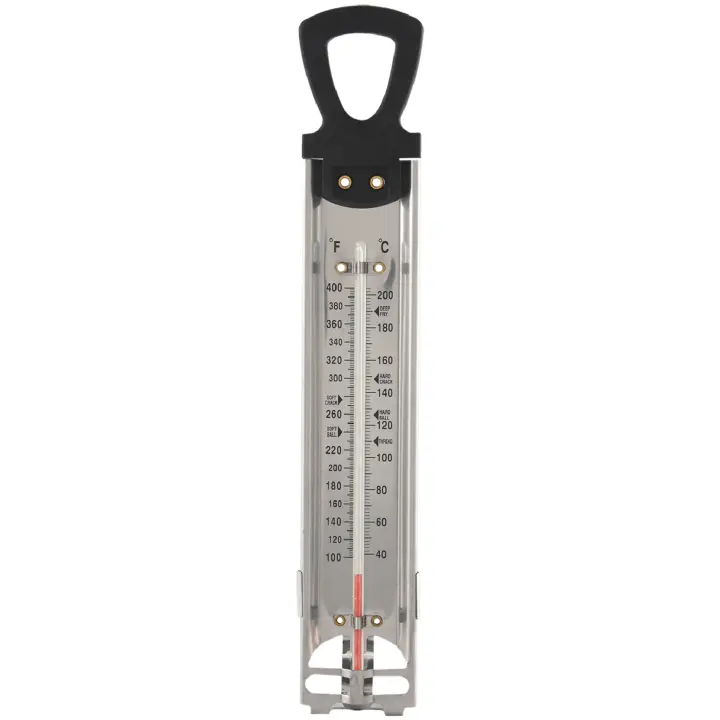 Termómetro de acero inoxidable para freír dulces, gelatina, con accesorio de Clip para olla y guía de temperatura de referencia rápida - 1