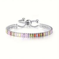 Pulsera de Tenis de Zirconia Multicolor con Plato de Cristal Ajustable - details 2