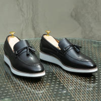 Zapatos bajos retro de cuero con borlas para hombre - details 9