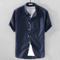 Verano pantalón corto casual manga color sólido simple camisa de hombre versátil clásico tops - details 5