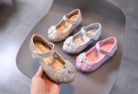 Zapato de cuero para niños, zapatos de princesa dulces para niñas con pajarita de diamantes de imitación, zapatos versátiles de moda para niños con tacones para fiesta - details 1
