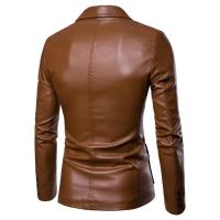 Chaqueta de Cuero PU Delgada para Hombres 2025 Estilo Casual con Mangas Largas y Abotonaduras - details 9