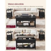 Mesa de Central con Tablero Elevable Estilo Rústico Marrón y Negro Ideal para Dormitorio con Espacio Abierto y Oculto Forma de X - details 38