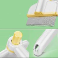Peine para depilación de mascotas con botón de liberación, peine con pasador plano, cabezal giratorio de 360 grados, removedor de pelo para perros, mango ergonómico para desenredar - details 14