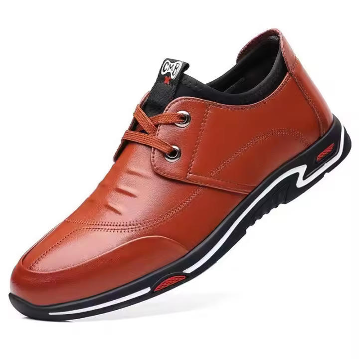 Zapatos de hombre casuales de cuero de negocios de moda con cordones versátiles y transpirables nuevos de primavera 2025. - 1