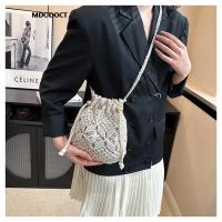 Bolso tipo cubo tipo bandolera tejido de paja para mujer, marca de diseñador de lujo, informal, a la moda, para viajes, playa, 2023 - details 11