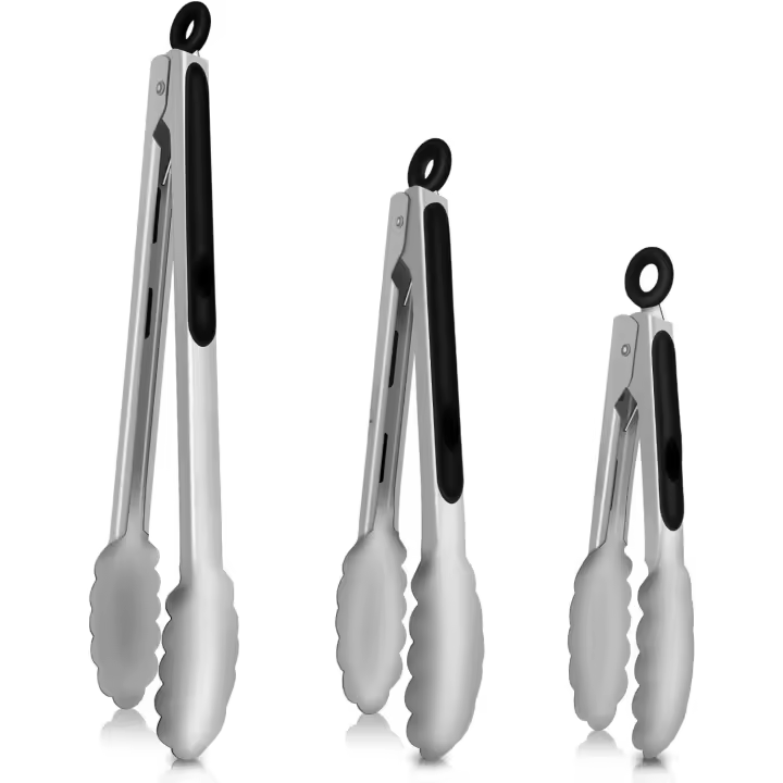 Pinzas para cocinar de acero inoxidable, juego perfecto de 3 (7 ",9" y 12 ") - 1