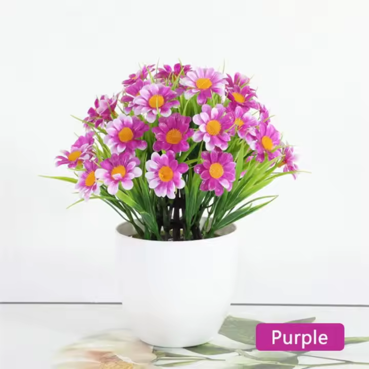 Flores artificiales de crisantemo para decoración del hogar, plantas falsas de plástico, bonsái, pequeño, al aire libre - 1