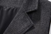 Chaleco Retro con solapa y cadena para hombre, traje con bolsillos de Tweed grueso en espiga a la moda, informal, Vintage, para fiesta de ocio - details 10
