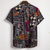 Camisa de lino de manga corta para hombre, camisa de flores de estilo étnico indio, novedad de verano, 2019 - details 53