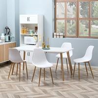 Pack de 4 Sillas de Comedor Sillas de Cocina con Respaldo Alto y Patas de Metal para Salón 45x52x85,5 cm Blanco y Natural - details 1