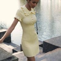 Minivestido De Cintura Alta Con Volantes Para Mujer, Vestido De Punto De Manga Corta, Ajustado, Vintage, Elegante, Verano - details 7