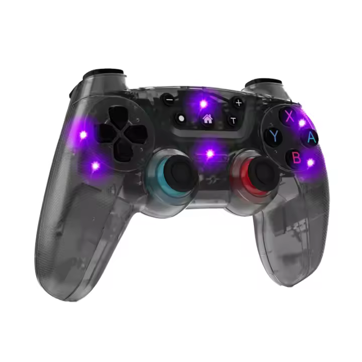 Mando inalámbrico con vibración para consola Switch/PS3, mando medio transparente con Bluetooth, doble Motor, seis ejes, Pro - 1
