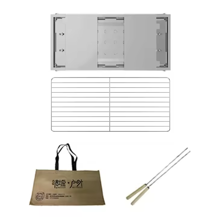 Parrilla Plegable Portátil de Acero Inoxidable Montaje Desmontable para Acampar y Picnic al Aire Libre Utensilios de Barbacoa para el Hogar - 1