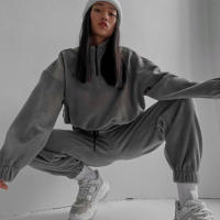 2025 primavera y otoño nueva ropa de mujer moda casual suelta cremallera cuello alto suéter conjunto de dos piezas. - details 12