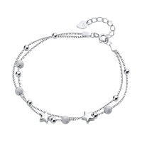 Pulsera 925 plata cuentas para mujer, brazalete bola suerte ajustable, hueco lujo, regalo boda - details 2