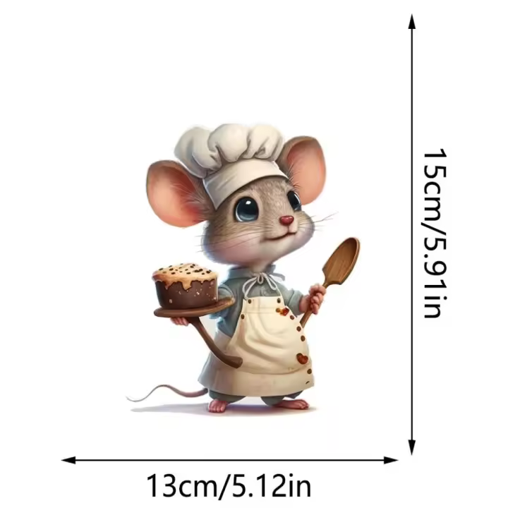 Pegatinas de pared de ratón de dibujos animados decorativas para el hogar, papel tapiz autoadhesivo de PVC, decoración creativa bonita, Mural de cocina - 1